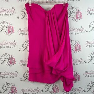 Adam Lippes silk strapless top or mini dress Vibrant Pink Asymmetrical draping